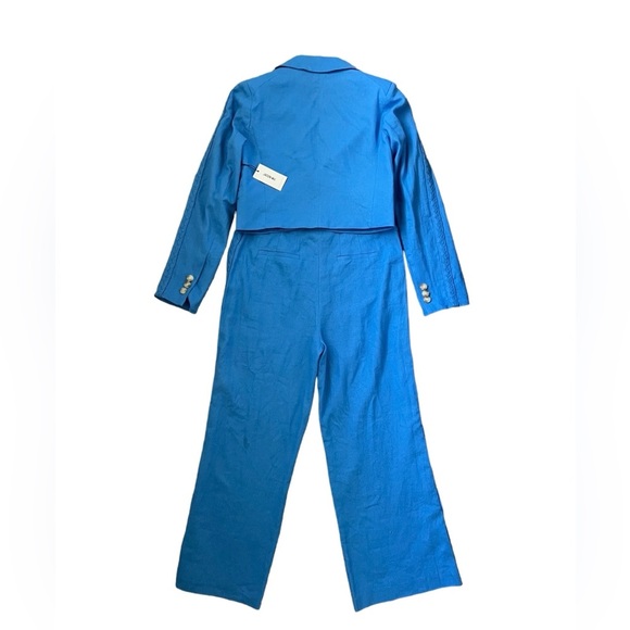 Jason Wu Linen Cropped Blazer Blue Size Small NWT - Picture 7 of 11